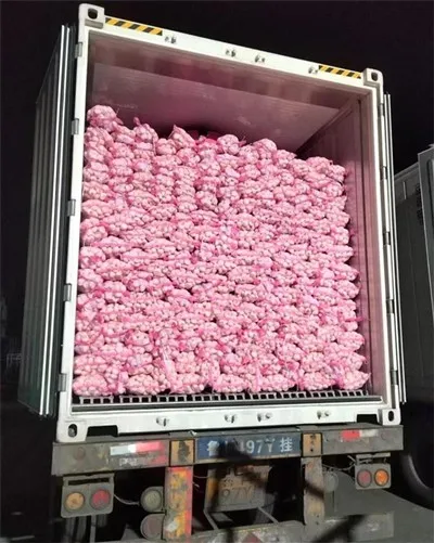 Roter Netzbeutel Weißer Knoblauch